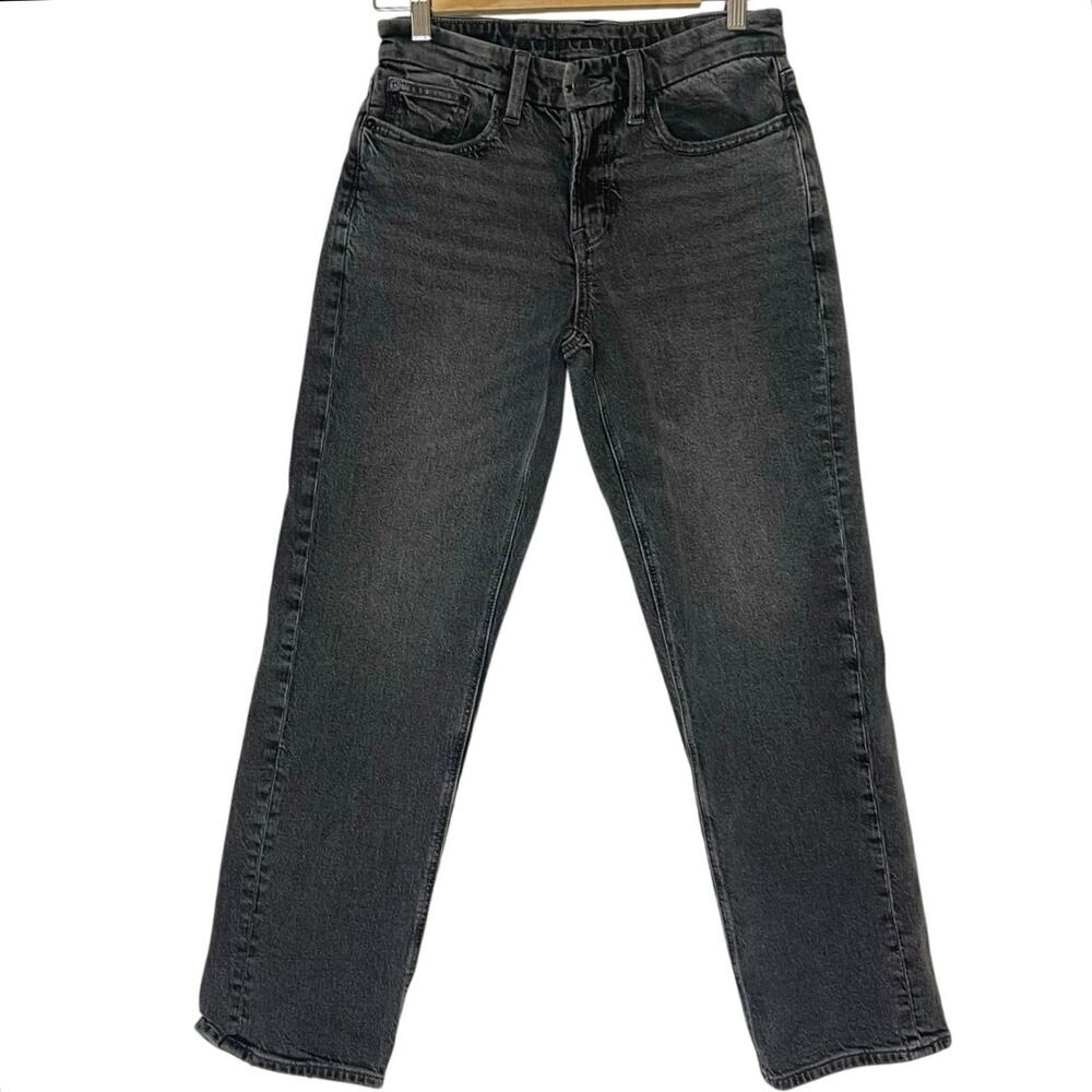 American Eagle Faded Black Curvy Straight Denim Jeans Size 2